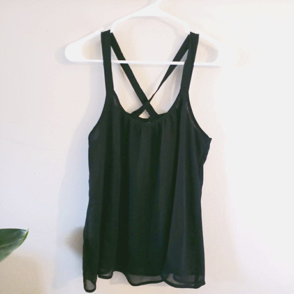EXPRESS Black Sheer Tank Top